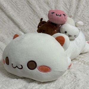 Adorable Cat Plush Toy Collection - White, Pink, Brown